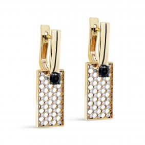 Серьги из лимонного золота KABAROVSKY K12-21566-1100 с бриллиантом и сапфиром K12-21566-1100 фото