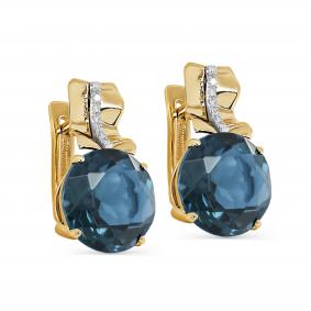 Серьги из лимонного золота KABAROVSKY K12-21571-2300 с бриллиантом и Лондон топазом K12-21571-2300 фото