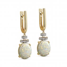 Серьги из лимонного золота KABAROVSKY K12-21583-10800 с бриллиантом и опалом K12-21583-10800 фото