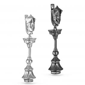 Серебряные серьги KABAROVSKY K12-216-1089 с бриллиантом и керамикой K12-216-1089 фото