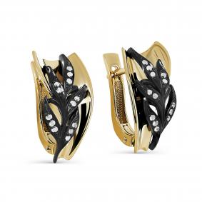Серьги из лимонного золота KABAROVSKY K12-21603-1089 с бриллиантом и керамикой K12-21603-1089 фото