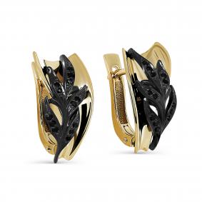 Серьги из лимонного золота KABAROVSKY K12-21603-3089 с чёрным бриллиантом K12-21603-3089 фото