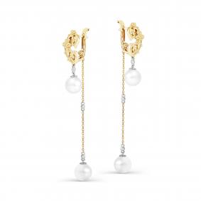 Серьги из лимонного золота KABAROVSKY K12-21632-1500 с бриллиантом и жемчугом K12-21632-1500 фото