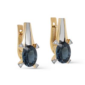 Серьги из лимонного золота KABAROVSKY K12-21639-2300 с бриллиантом и Лондон топазом K12-21639-2300 фото