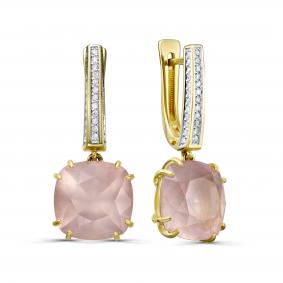 Серьги из лимонного золота KABAROVSKY K12-21686-9300 с бриллиантом и кварцем K12-21686-9300 фото