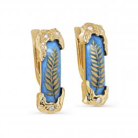 Серьги из лимонного золота KABAROVSKY K12-21720-1022 с бриллиантом и финифтью K12-21720-1022 фото