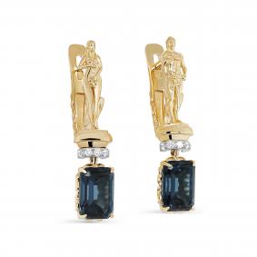 Серьги из лимонного золота KABAROVSKY K12-21752-2300 с бриллиантом и Лондон топазом K12-21752-2300 фото