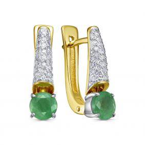 Серьги из лимонного золота KABAROVSKY K12-21790-1200 с бриллиантом и изумрудом K12-21790-1200 фото
