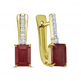 Серьги из лимонного золота KABAROVSKY K12-21808-3400 с бриллиантом и рубином K12-21808-3400 фото