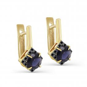 Серьги из лимонного золота KABAROVSKY K12-21822-2000 с иолитом и чёрным бриллиантом K12-21822-2000 фото