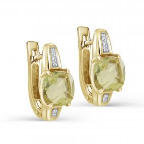 Серьги из лимонного золота KABAROVSKY K12-21872-12100 с бриллиантом и кварцем K12-21872-12100 фото