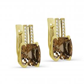 Серьги из лимонного золота KABAROVSKY K12-21887-2898 с бриллиантом и раухтопазом K12-21887-2898 фото