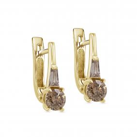 Серьги из лимонного золота KABAROVSKY K12-21890-6000 с коньячным бриллиантом K12-21890-6000 фото
