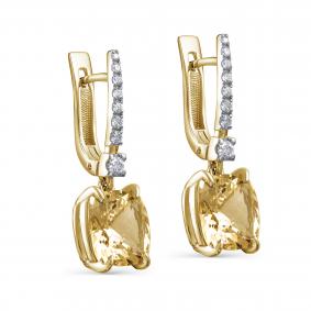 Серьги из лимонного золота KABAROVSKY K12-21938-2900 с бриллиантом и цитрином K12-21938-2900 фото