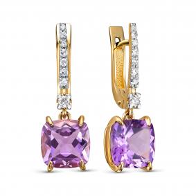 Серьги из лимонного золота KABAROVSKY K12-21938-5300 с аметистом и бриллиантом K12-21938-5300 фото