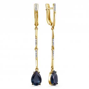 Серьги из лимонного золота KABAROVSKY K12-21953-2389 с бриллиантом и Лондон топазом K12-21953-2389 фото