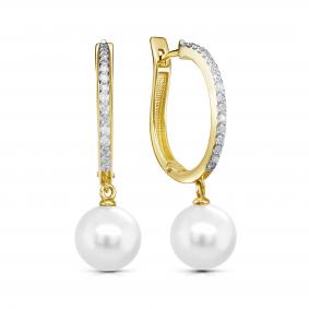 Серьги из лимонного золота KABAROVSKY K12-21956-1500 с бриллиантом и жемчугом K12-21956-1500 фото