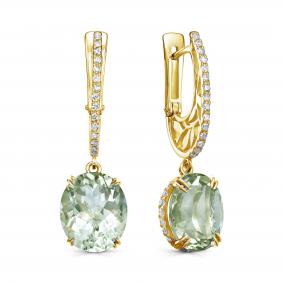 Серьги из лимонного золота KABAROVSKY K12-21988-21100 с бриллиантом и празиолитом K12-21988-21100 фото