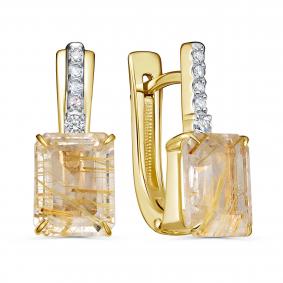 Серьги из лимонного золота KABAROVSKY K12-22034-5100 с бриллиантом и кварцем K12-22034-5100 фото