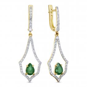 Серьги из лимонного золота KABAROVSKY K12-22056-1200 с бриллиантом и изумрудом K12-22056-1200 фото