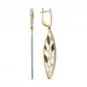 Серьги из лимонного золота KABAROVSKY K12-22107-1001 с бриллиантом и эмалью K12-22107-1001 фото