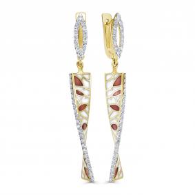 Серьги из лимонного золота KABAROVSKY K12-22108-1001 с бриллиантом и эмалью K12-22108-1001 фото