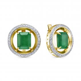 Серьги из лимонного золота KABAROVSKY K12-22113-1200 с бриллиантом и изумрудом K12-22113-1200 фото