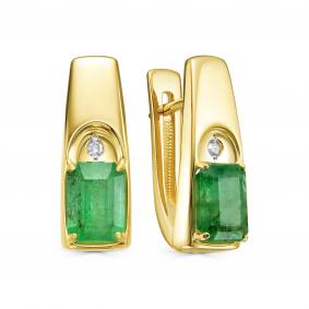 Серьги из лимонного золота KABAROVSKY K12-22116-1200 с бриллиантом и изумрудом K12-22116-1200 фото
