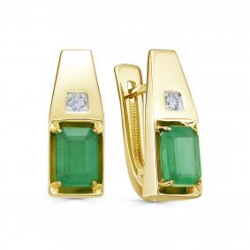 Золотые серьги KABAROVSKY K12-22117-1200 с бриллиантом и изумрудом K12-22117-1200 фото