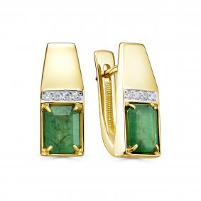 Серьги из лимонного золота KABAROVSKY K12-22118-1200 с бриллиантом и изумрудом K12-22118-1200 фото