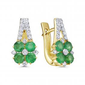 Серьги из лимонного золота KABAROVSKY K12-22125-1200 с бриллиантом и изумрудом K12-22125-1200 фото