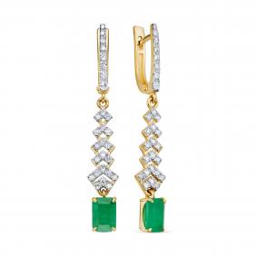 Серьги из лимонного золота KABAROVSKY K12-22127-1200 с бриллиантом и изумрудом K12-22127-1200 фото
