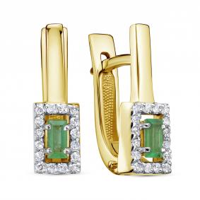 Золотые серьги KABAROVSKY K12-22128-1200 с бриллиантом и изумрудом K12-22128-1200 фото