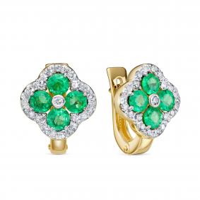 Золотые серьги KABAROVSKY K12-22129-1200 с бриллиантом и изумрудом K12-22129-1200 фото