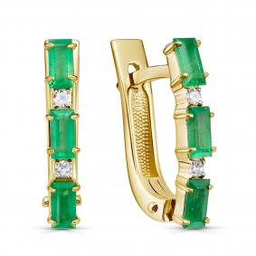 Серьги из лимонного золота KABAROVSKY K12-22146-1200 с бриллиантом и изумрудом K12-22146-1200 фото
