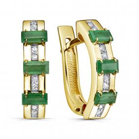 Серьги из лимонного золота KABAROVSKY K12-22147-1200 с бриллиантом и изумрудом K12-22147-1200 фото