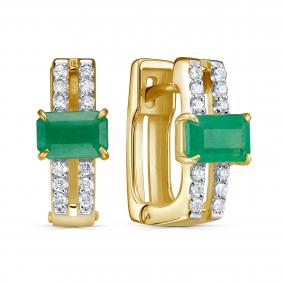 Золотые серьги KABAROVSKY K12-22287-1200 с бриллиантом и изумрудом K12-22287-1200 фото