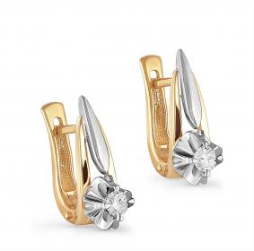 Серьги из лимонного золота KABAROVSKY K12-2298-1000 с бриллиантом K12-2298-1000 фото