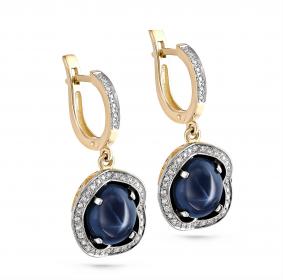 Серьги из лимонного золота KABAROVSKY K12-2540-1400 с бриллиантом и сапфиром K12-2540-1400 фото