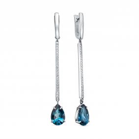Серебряные серьги KABAROVSKY K12-273-2300 с фианитом и Лондон топазом K12-273-2300 фото