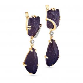 Серьги из лимонного золота KABAROVSKY K12-2755-1300 с бриллиантом и авантюрином K12-2755-1300 фото