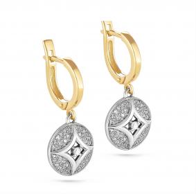 Серьги из лимонного золота KABAROVSKY K12-2756-1000 с бриллиантом K12-2756-1000 фото
