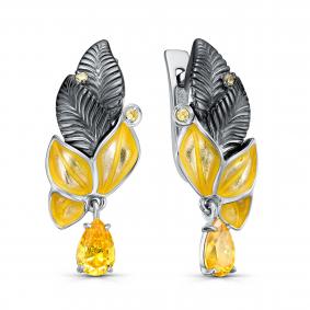 Серебряные серьги KABAROVSKY K12-281-30612 с фианитом, эмалью и Swarovski K12-281-30612 фото