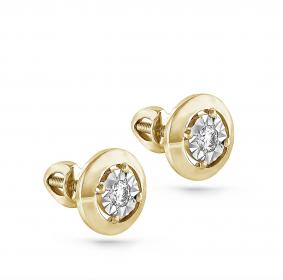 Серьги из лимонного золота KABAROVSKY K12-2890-1000 с бриллиантом K12-2890-1000 фото