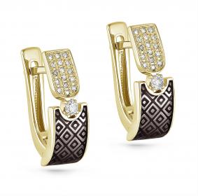 Серьги из лимонного золота KABAROVSKY K12-2921-1019 с бриллиантом и эмалью K12-2921-1019 фото