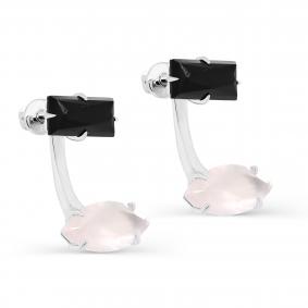 Серебряные серьги KABAROVSKY K12-307-0100 с кварцем и ониксом K12-307-0100 фото