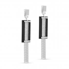 Серебряные серьги KABAROVSKY с фианитом, эмалью и деровом Граб K12-338-80019 K12-338-80019 фото