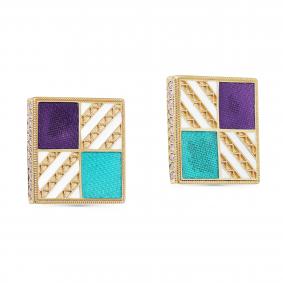 Серебряные серьги KABAROVSKY K12-343-7987 с фианитом и эмалью K12-343-7987 фото