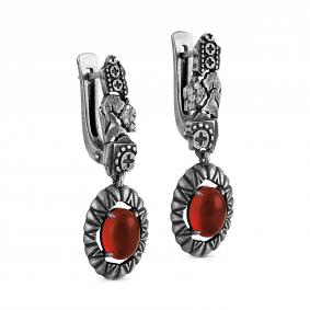 Серьги из черненого серебра KABAROVSKY с бриллиантом и гессонитом K12-372-9783 K12-372-9783 фото