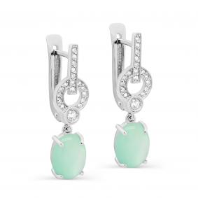 Серебряные серьги KABAROVSKY K12-401-86100 с фианитом и перламутром K12-401-86100 фото